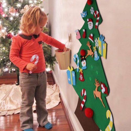 AerWo 3ft DIY Felt Christmas Tree Set + 26pcs Detachable Ornaments, Wall Hanging Xmas Gifts for Christmas Decorations
