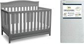 Delta Children Emery 4-in-1 Convertible Crib, Grey + Serta Perfect...