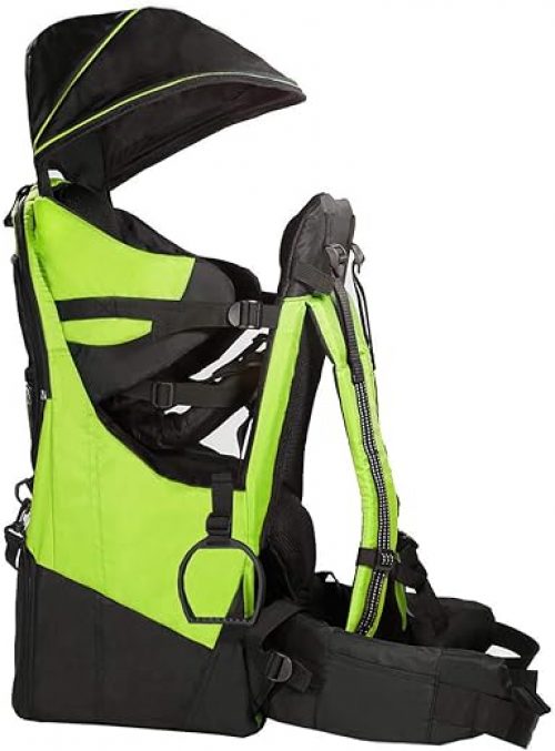 Deluxe Green Baby Back Pack Cross Country Carrier w/ Stand Child Kid Shade Visor