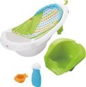 Fisher-Price Baby to Toddler Bath 4-In-1 Sling ‘N Seat Tub with Removable Infant Support and 2 Toys, Green