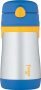 THERMOS FOOGO Vacuum Insulated Stainless Steel 10-Ounce Straw Bottle, Blue/Yellow
